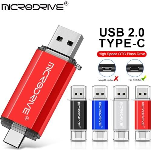 High Speed TYPE-C Metal OTG 2 IN 1 Pen Drive 32GB 64GB Flash USB Memory 8GB 16GB USB Flash Drive 128GB OTG cle USB Stick Pen Gif
