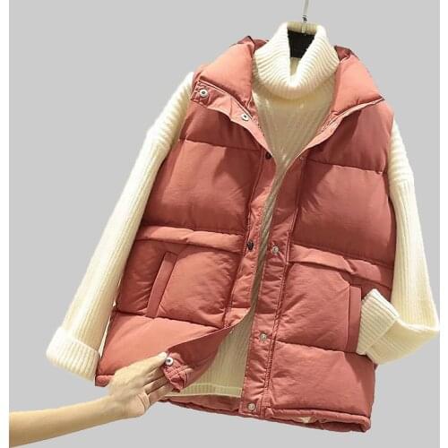 2020 Women Sleeveless Vest Winter Warm Plus Size 2XL Down Cotton Padded Jacket Female Mandarin Collar Sleeveless Waistcoat
