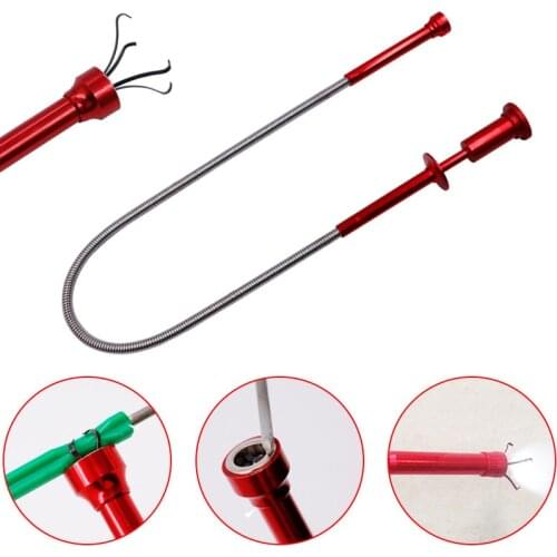 ZK30 Flexible Magnetic Pick Up 620mm Claw LED Light Torch Curve Grabber Grip Tool 3V Durable LED Flashlight Pick Up Tools