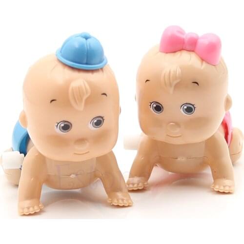 1pc Boy Girl Crawling Crawl Clockwork Doll Wind up Toy For Baby Kids Party Gift Y4UD
