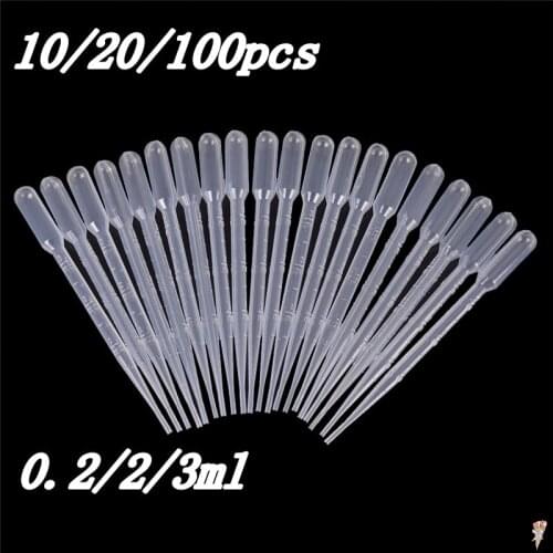 10/20/100Pcs Laboratory Tools Pipettes Plastic Disposable Graduated Pasteur Pipette Dropper Polyethylene Makeup Tools