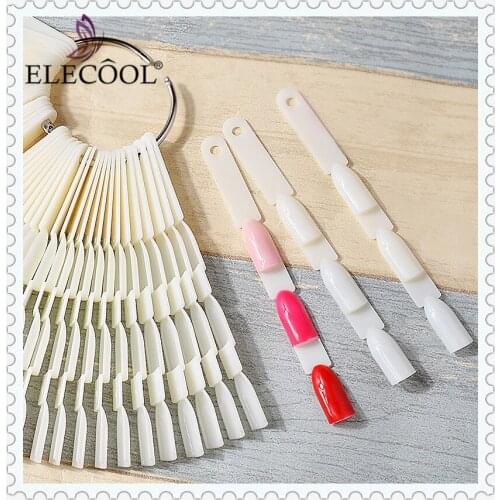 ELECOOL 150/100PCS=50stick False Nail Tips Natural Fan shaped Fake Nail Art Tips Polish UV Gel Sticker Decoration Display Tool