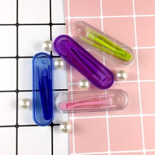 2 box Tweezer Portable Contact Lens Inserted Remover Eyes Care Contacts Silicone Tweezers Suction Holder Stick Tool Set Random