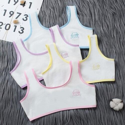 4pcs/lot Childrens breast care girl bra 6-12 Years Hipster Cotton Teens Teenage Underwear summer Kids Lace vest Young