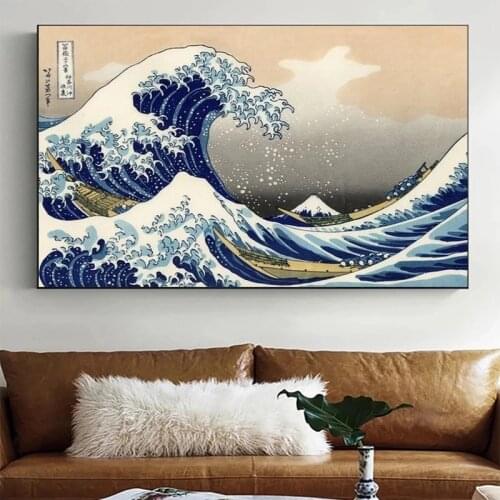 Abstract The Great Wave Surfing Poster Seascape Exhibition Canvas Painting Poster and Prints Wall Art Vintage Picture Home Decor