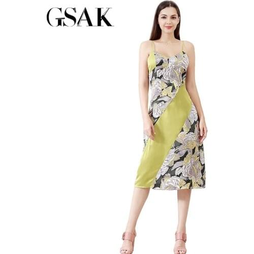 Bohemia Women Fashion Summer Midi Dresses Floral Print Casual Backless Beach Vacation Sexy Sling Dress Chiffon Satin Panel Dress