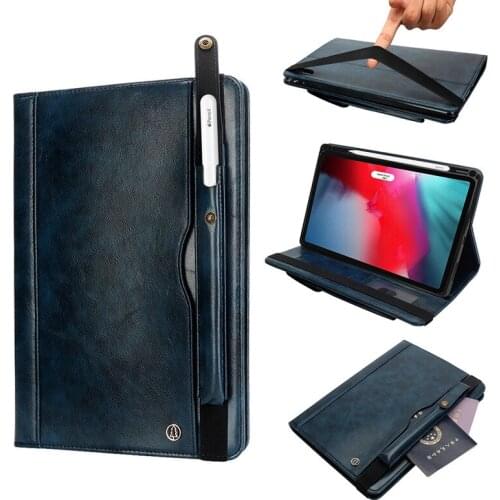 Retro Tablet Case for IPad Pro 11'' 2018 with Pen Holder Pen Slot Charging Flat Leather Case Cover for IPad Pro 12.9'' 2018/2020