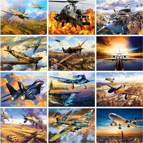 Evershine Diamond Embroidery Aircraft Mosaic Diamond Painting Kit Scenery Full Square Rhinestones Art Home Decoration