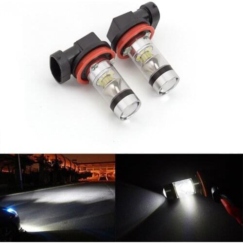 Fuleem 2PCS Super White LED Fog Light Bulbs 6500k H11 H8 H3 100W LED Fog Driving Light DRL Bulbs