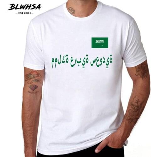 BLWHSA Saudi Arabia Mens T-shirt Short Sleeve 100% Cotton Tee Shirts Fashion Male Fans Cheer T Shirts