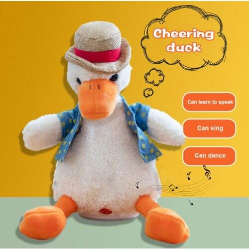 2020 Talking Duck Toy Speak Talk Sound Record Repeat Straw Hat Duck Stuffed Plush Animal Cute Duck Stuffed Plush Animal