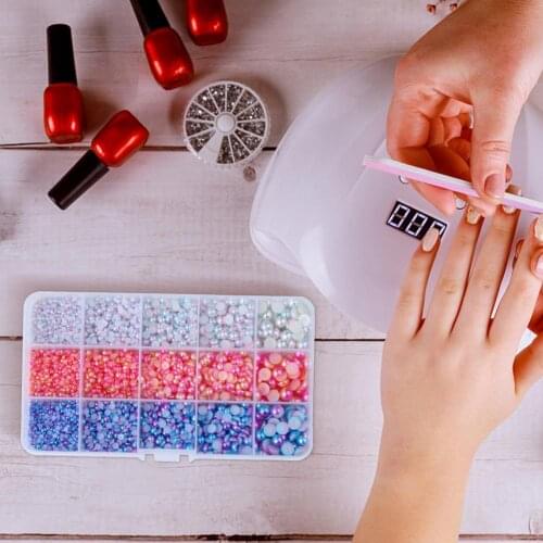 1 Box Gradient Semicircle Imitation Pearl Beads Plastic Crafts Making Nail Art Faux Pearl Nail Accessories Decorations Manicure