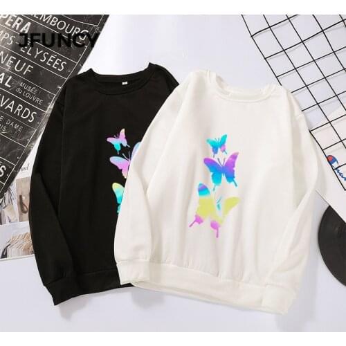 JFUNCY Autumn Winter Sweatshirt Women Pullover Round Neck Hoodies Woman Clothes Long Sleeve Casual Sudadera Mujer Female Tops