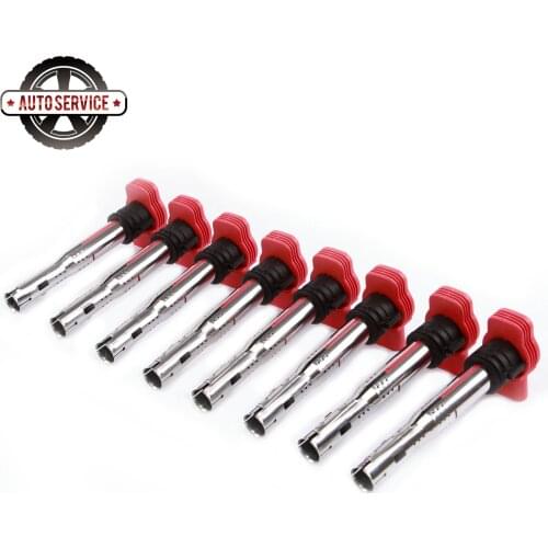 NEW 06E 905 115 D 8Pcs Red Ignition Coil For AUDI A4 A5 A6 Allroad A7 A8 Q5 Q7 R8 VW Touareg 3.0 3.2 V6 UF-529 C1631 06E905115B