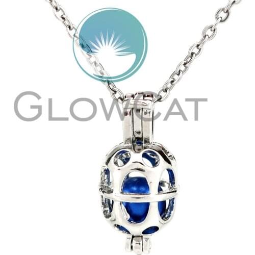 KK957 Geomatry Ball Beads Cage Locket Pendant Perfume Diffuser Pearl Cage Necklace