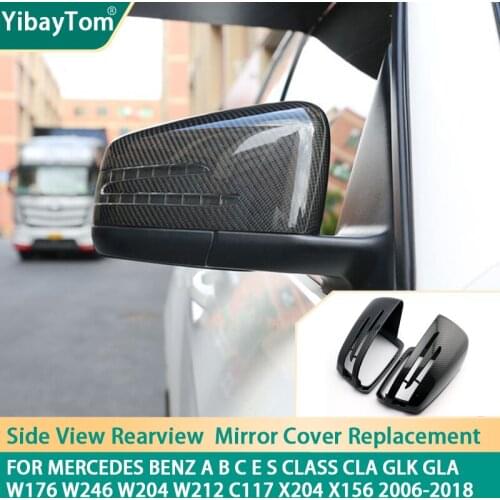 2pcs Side Mirror Cover Caps for Mercedes Benz W176 W246 W204 W212 W221 C117 X204 X156 Carbon Fiber Pattern car accessories