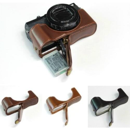 Leather Case Bottom Opening Version Protective Half Body Cover Base For Canon Powershot G5 x G5X Mark II G5XII G5X2 Camera