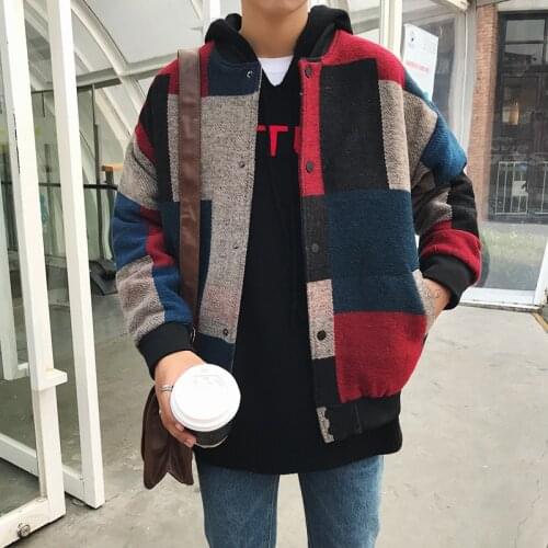 Fashions Baseball Jackets Autumn Men Harajuku Plaid Bomber Jackets 2021 Mens Japanese Streetwear Windbreaker Korean