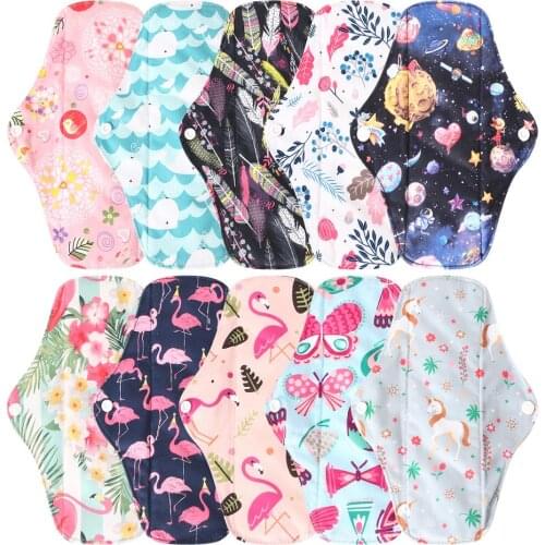 Organic Bamboo Menstrual Pads Women Washable Reusable Sanitary Napkin Cotton Cloth Pads Feminine Hygiene Panty Liner Towel Pads