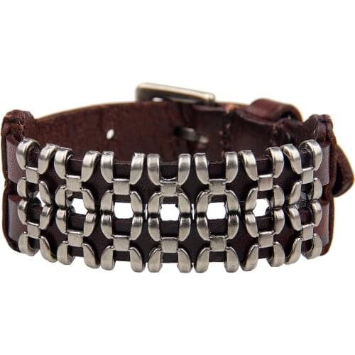 Fashion Titanium Steel Leather Bracelet for Man Trendy Adjustable Bracelets Bangles Charm Metal Friendship Bangles Jewelry