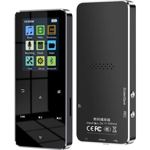 MP3 Player With Bluetooth-compatible Speaker Touch Key Built-in 8GB 16GB HiFi Metal Mini Portable Walkman With FM Radio E-Book