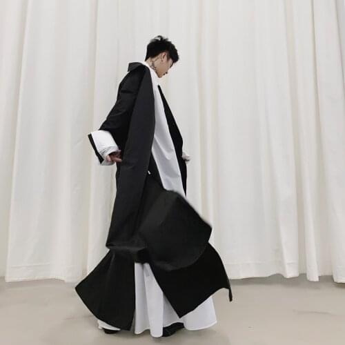 MIXCUBIC 2019 Autumn British style unique Extra long section shirts men casual loose wild shirts for men