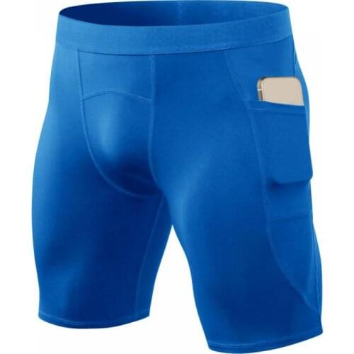 Mens Sports Shorts Tight-fitting Training Leather Belt Pocket Breathable Stretch Running Fitness Shorts