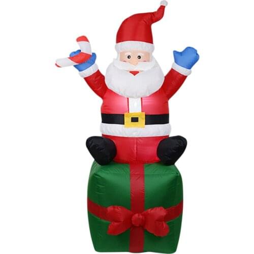 1.8m Inflatable Sitting Santa Claus Model Doll Christmas Suit Decoration Yard Xmas Prop for Home New Year Holiday