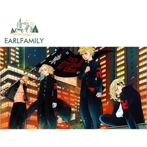 EARLFAMILY 13cm x 7cm Car Sticker for Tokyo Revengers Poster Helmet Decal Wall Door Decoration Trunk VAN Anime Car Accessories