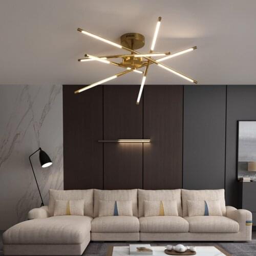 New Nordic Chandelier Lamps For Home Living Room Dining Bedroom Decoration Modern LED Golden Loft Villa Hanging Lighting Lantern