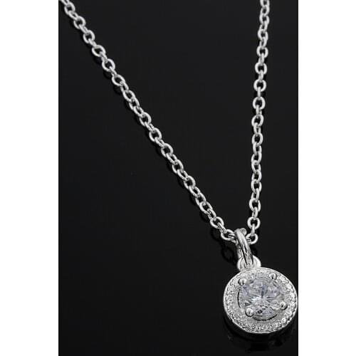 New listing elegant charm women Lover gift silver color shiny crystal zircon necklace sweet style free shipping