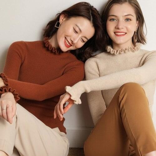 Autumn Winter Half-Collar Pullover Women Wear Lady Knitted Slim Bottoming Sweater Western Style Autumn Top Sweaters for Women