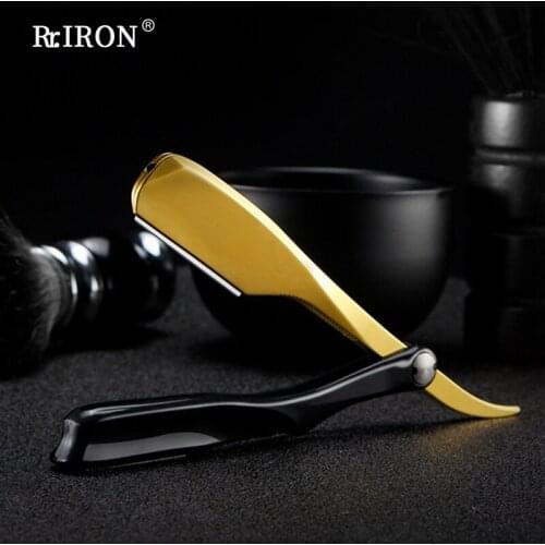 RIRON Hot Sale Zinc Alloy Sharp Folding Shaver Manual Depilation Hairdresser Cutter Holder Razors For Men Barber Tools