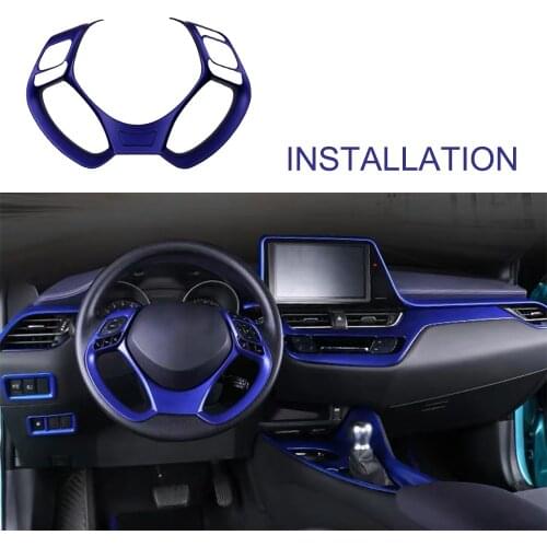 JEAZEA ABS Blue Interior Steering Wheel Button Cover Trim Frame Garnish For Toyota C-HR CHR 2017 2018 2019 Car Accessories
