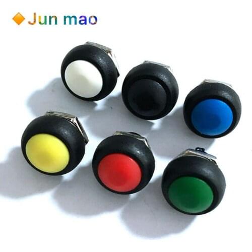 10Pcs Black White Red Blue Green 12mm PBS-33B Waterproof Momentary ON OFF Push Button Swithch Mini Round Switch PBS33B PBS 33B