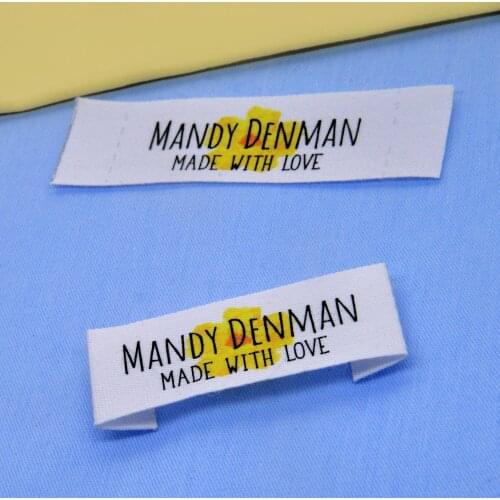 Custom sewing labels, Brand labels, Flowers, Cotton ribbon labels, Handmade labels (FR068)