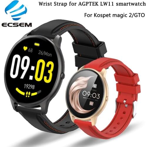 Silicone strap for AGPTEK LW11 smart watch replacement wrist bracelet for KOSPET GTO Magic 2 band soft loop waterproof 22MM belt