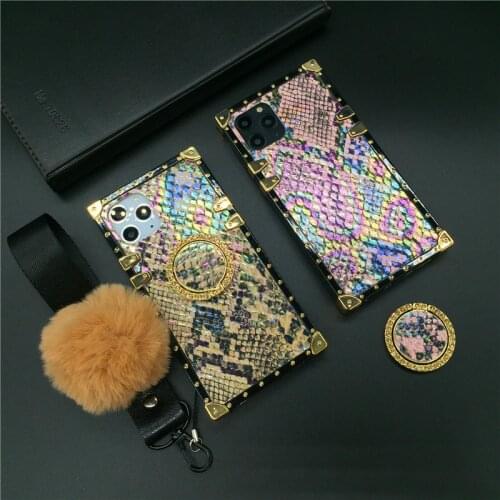 Luxury Glitter Cover Snake Skin PU Leather Gold Phone Cases Soft Square Case for LG Stylo 6 7 5 Stylo6 Stylo4 K51 K61 Stylo 4