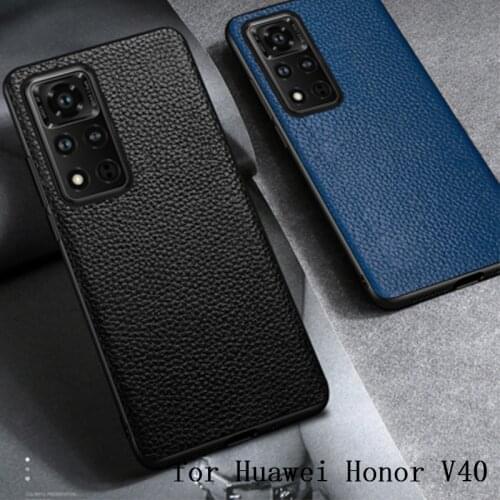 Luxury Genuine Leather Case for Huawei Honor V40 Slim Back Phone Cover Skin for Huawei honorv40 Funda Coque capa soft silicone