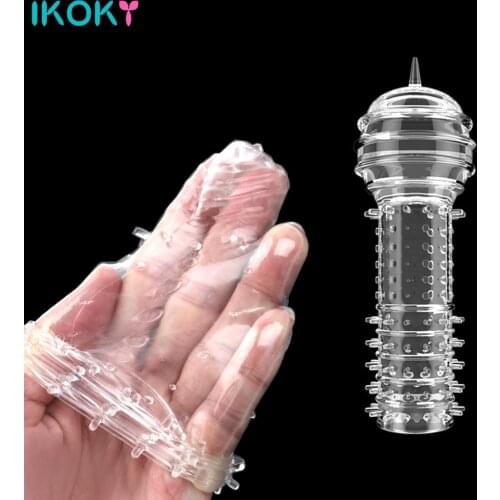 IKOKY Silicone Particle Penis Extender G-spot Stimulation Cock Rings Reusable Condom Penis Sleeve Sex Products Sex Toys for Men