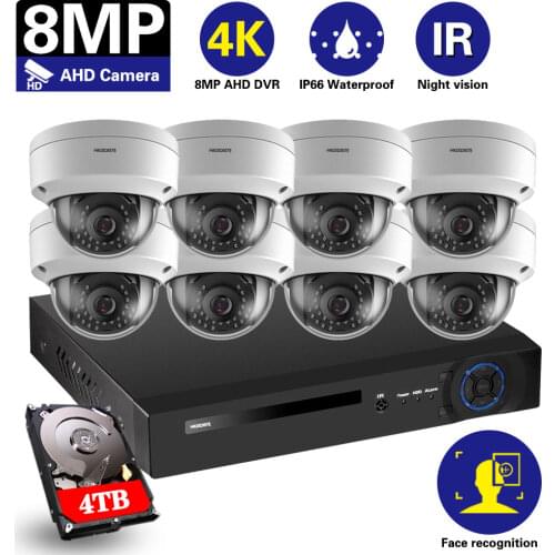 NINIVISION H.265 4CH DVR System 4PCS 5MP Outdoor Weatherproof Security Camera Home Dome CCTV Video Surveillance System Kits