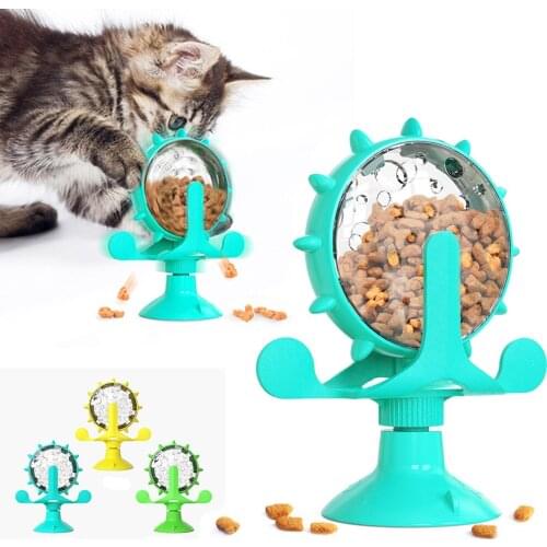 Funny Pet Cat Turntable Toy 360 Rotating Windmill Interactive Training Teasing Puzzle Exercise Play Game Feeding Device