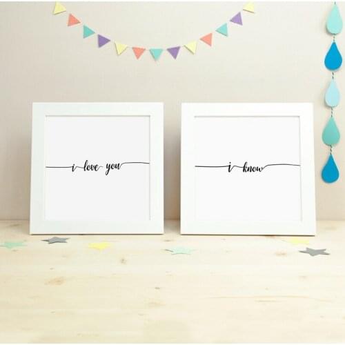 Modern Minimalist Bedroom Print I Love You I Know Love Quote Canvas Painting Home Bedroom Wall Art Decor Valentine Gift
