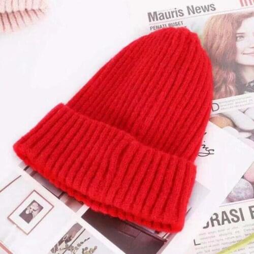 Unisex Knitted Woolen Hats Winter Warm Skullcap Beanies Hats Cuff Brimless Ski Cap Hat Bonnet Slouchy Casual Korean Streetwear