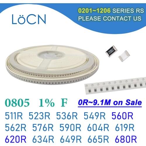 0805 1% 5000PCS SMD Resistor F 511R 523R 536R 549R 560R 562R 576R 590R 604R 619R 620R 634R 649R 665R 680R 2012 OHM