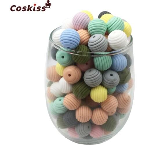 Mint 10pcs 15mm Thread Spiral Beads Silicone Chewable DIY Beads Baby Rattle Making Accessories Baby Teether