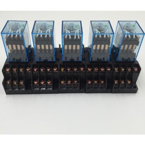 10Pcs Relay MY4NJ 220/240V AC Small relay 5A 14PIN Coil DPDT With Socket Base