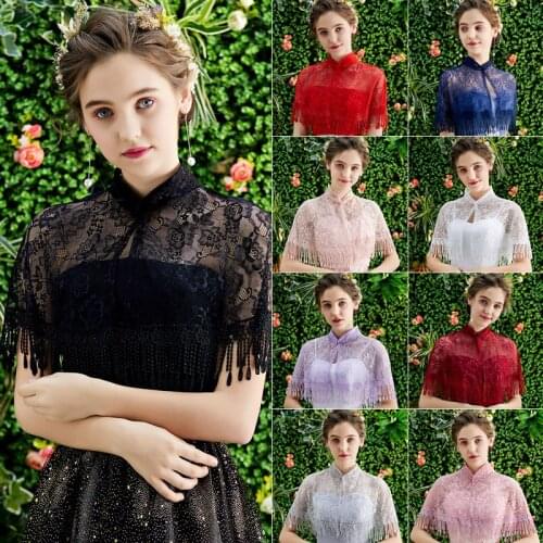 11 Colors Wedding Bridal Bolero Cape Women Evening Party Dress Cape Bolero Dentelle Mariage Summer Lace Bridal Shawls And Wraps