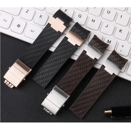 22*20mm Curved End Black Brown Blue Waterproof Silicone Rubber Wristband Watch band Strap Belt For Ulysse Nardin DIVER Bracelet