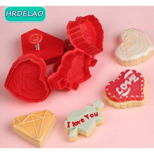 4pcs DIY Slimes Love Rose Masonry Mold Cutter Play Dough Tools Plasticine Sets Kits Soft Clay Educational toys for chidlren Gift